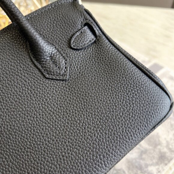 Black genuine leather women's handbag | Silver Hardware SHW | Available 2 Sizes - Picture 7 of 8